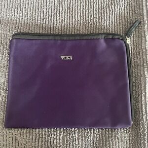 TUMI for Delta Purple Zip Pouch Travel Case Toiletries Makeup Bag Wallet